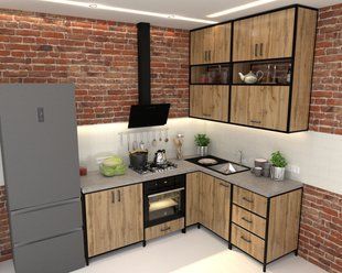 Угловая кухня в стиле лофт EcoLoft Каверо DSP-1539 DSP-1539 фото