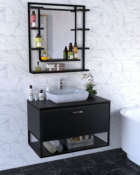 Дзеркало з полицями в стилі лофт EcoLoft Скайлайн DSP-1307-5 DSP-1307 фото