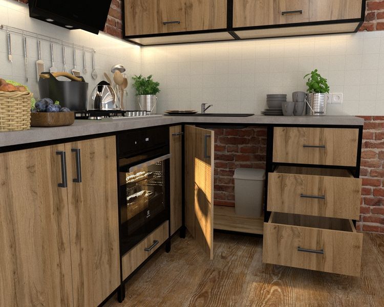 Угловая кухня в стиле лофт EcoLoft Каверо DSP-1539 DSP-1539 фото
