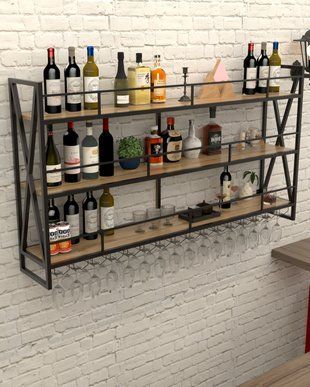 Настінна барна полиця-вітрина в стилі лофт EcoLoft Вестерн DSP-1519 DSP-1519 фото