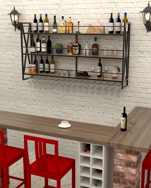 Настінна барна полиця-вітрина в стилі лофт EcoLoft Вестерн DSP-1519 DSP-1519 фото