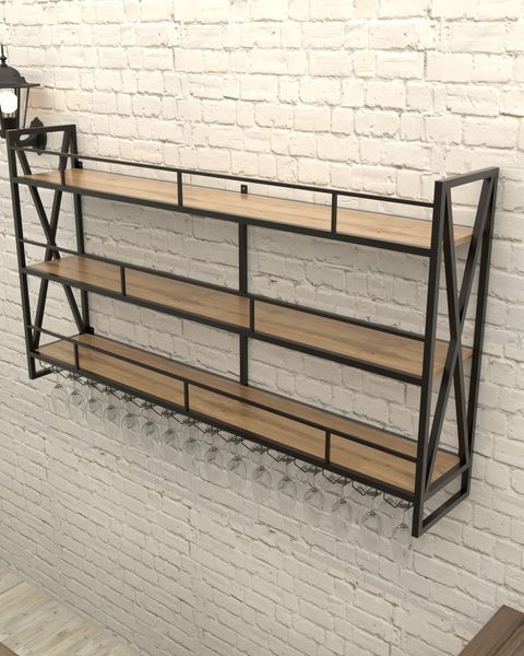 Настінна барна полиця-вітрина в стилі лофт EcoLoft Вестерн DSP-1519 DSP-1519 фото