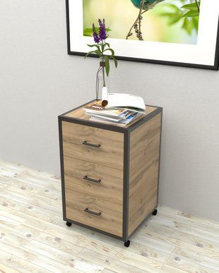 Мобільна офісна тумба в стилі лофт EcoLoft Меріт DSP-1492 DSP-1492 фото