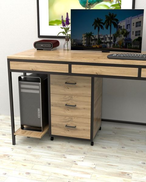 Мобільна офісна тумба в стилі лофт EcoLoft Меріт DSP-1492 DSP-1492 фото
