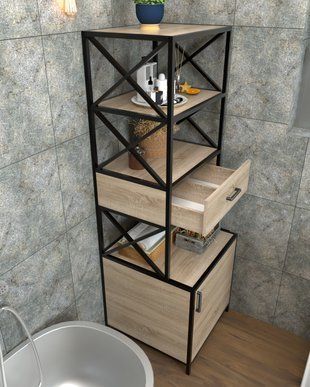 Стелаж із шухлядою та закритою секцією в стилі лофт EcoLoft Ремаро DSP-1527 DSP-1527 фото