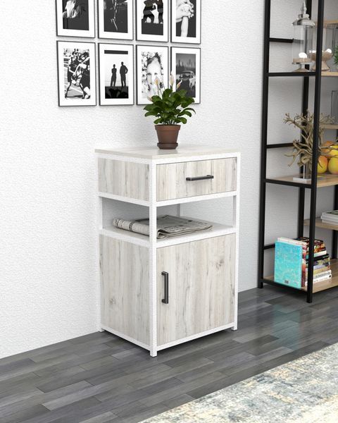 Тумба с ящиком в стиле лофт EcoLoft Мирена Белая DSP-1516W DSP-1516W фото