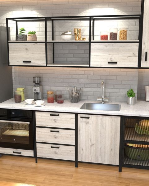 Настенный кухонный шкаф в стиле лофт EcoLoft Тревизо DSP-1328 DSP-1328 фото